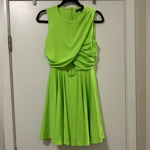 Black Halo fluorescent green swing dress! Sz 4